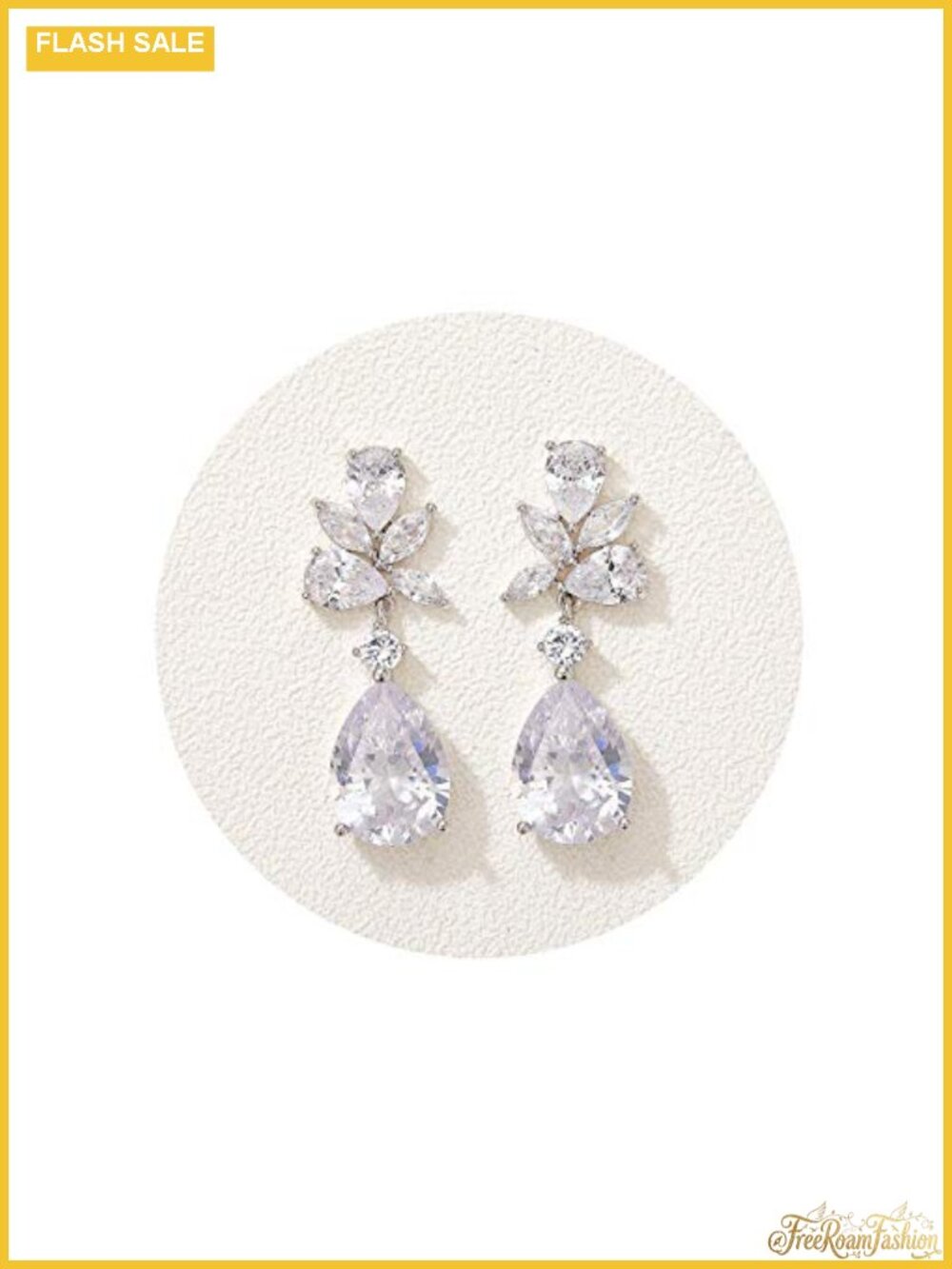 Cubic Zirconia Drop Dangle Wedding Earrings Silver Plated Copper
